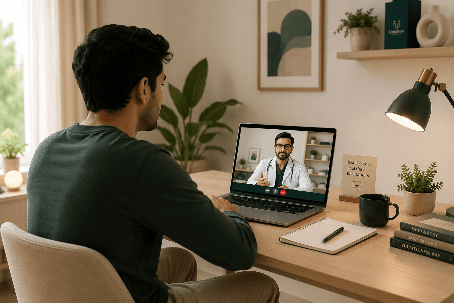 Patient consulting a real registered doctor online for ED