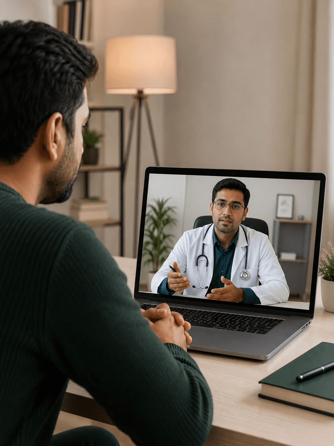 Private telehealth consultation with a PE doctor