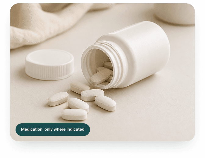 Medication, only where indicated